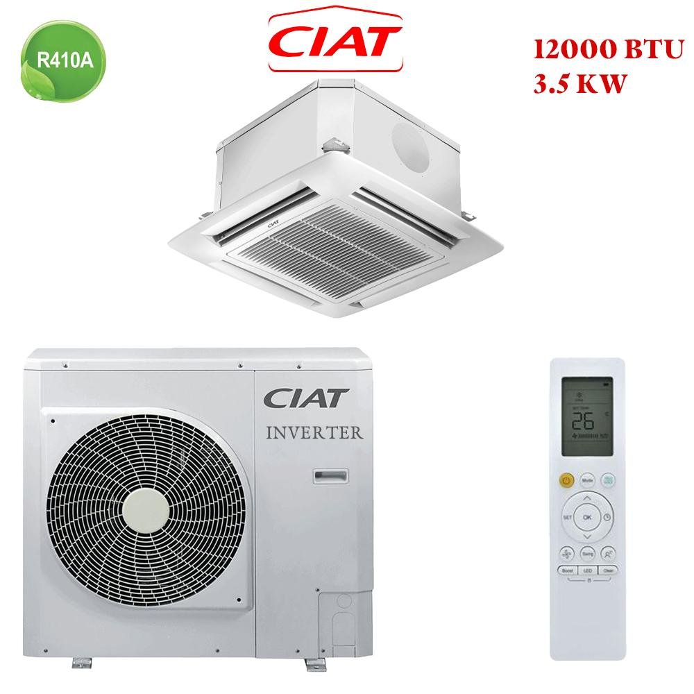 Climatiseur Cassette CIAT 12000 BTU Inverter : Parfait pour grands espaces jusqu’à 25 m². Technologie Inverter, installation en option, garantie de 2 ans. Disponible à Casablanca, Rabat, et Marrakech.