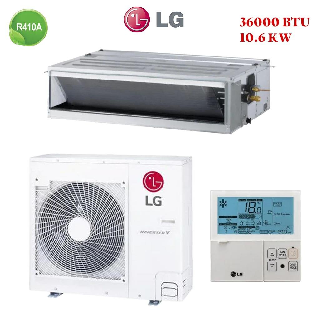 Climatiseur Gainable LG 36000 BTU Inverter 10.5 kW ABNW36GM2S1 – Haute performance, faible consommation et installation discrète. Livraison au Maroc avec garantie 3 ans.