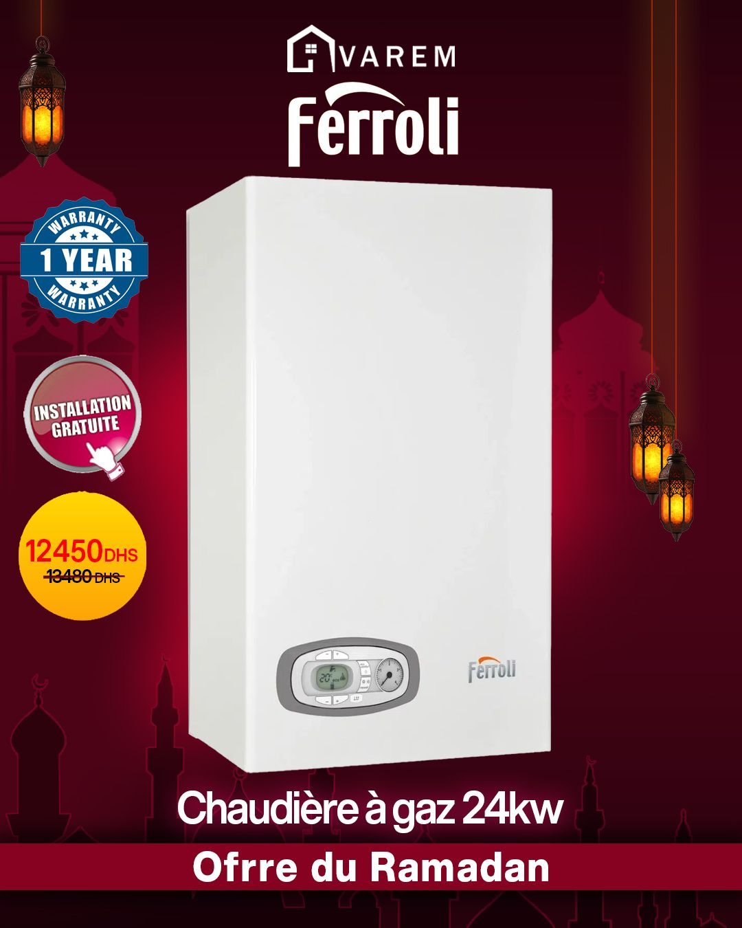 Chaudière à gaz FERROLI DIVATECH 24 KW Chaudière à gaz FERROLI DIVATECH 24 KW