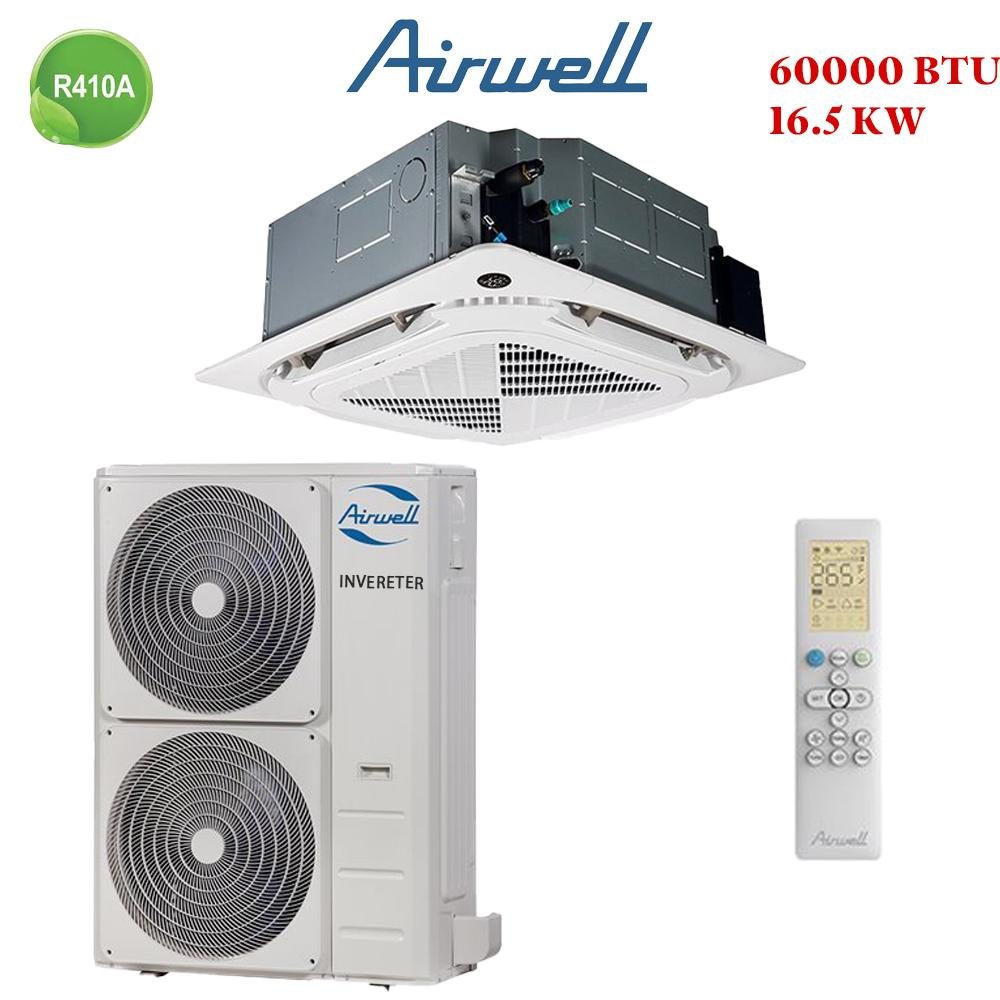 Climatiseur Cassette Airwell 60000 BTU Inverter : Parfait pour grands espaces jusqu’à 150 m². Technologie Inverter, installation en option, garantie de 3 ans. Disponible à Casablanca, Rabat, et Marrakech.