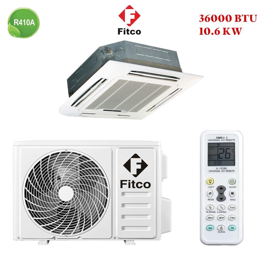 Climatiseur Cassette Fitco 36000 BTU : Puissant et silencieux, idéal pour des espaces jusqu'à 75 m². Installation en option, économie d'énergie, et garantie de 1 an. Disponible à Casablanca, Oujda, Tetouan, Marrakech, et plus.