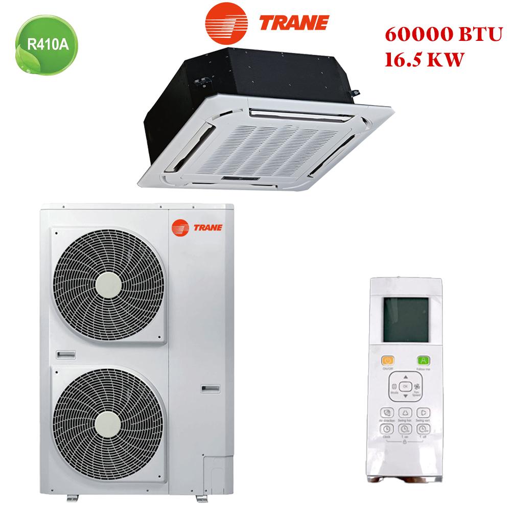 Climatiseur cassette TRANE 60000 BTU On-Off 16 kW avec livraison gratuite au Maroc et garantie 3 ans, idéal pour grands espaces. Installation en option.