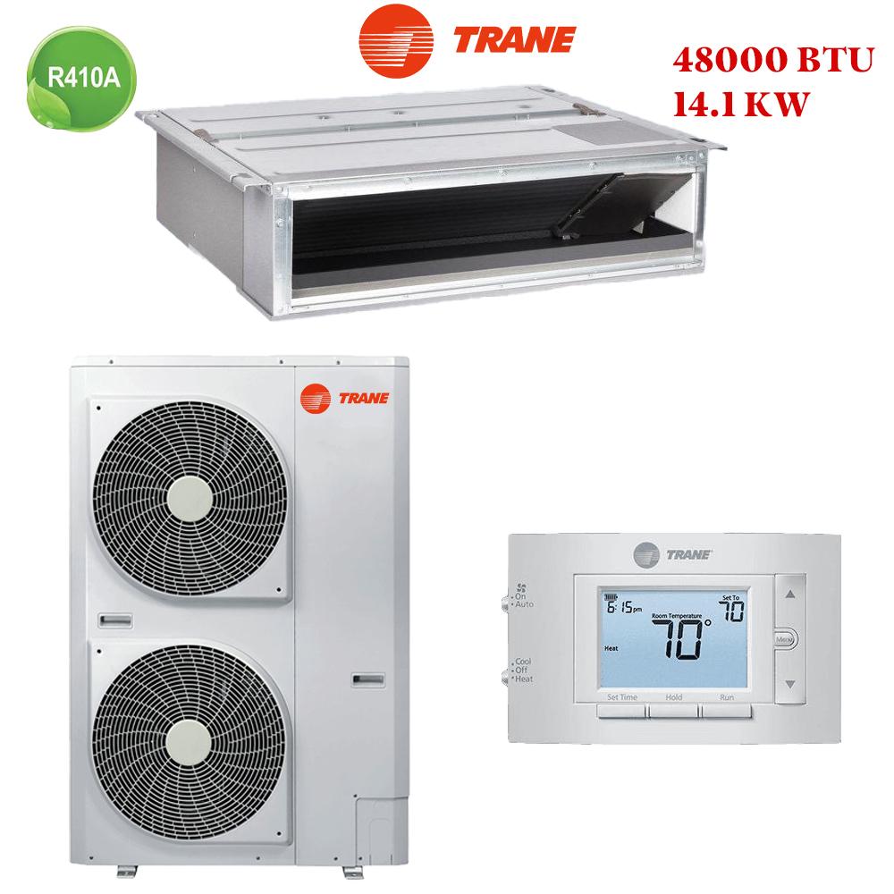 Climatiseur TRANE Gainable 48000 BTU On Off, offrant une performance optimale pour les grands espaces au Maroc, avec une installation discrète et une garantie de 3 ans.