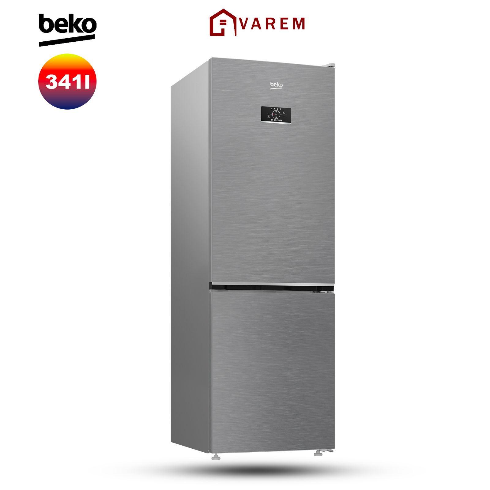 Réfrigérateur combiné Beko 341L 2 portes Silver No Frost B3RCNA400HSX, espace généreux et technologie No Frost, idéal pour les foyers au Maroc.