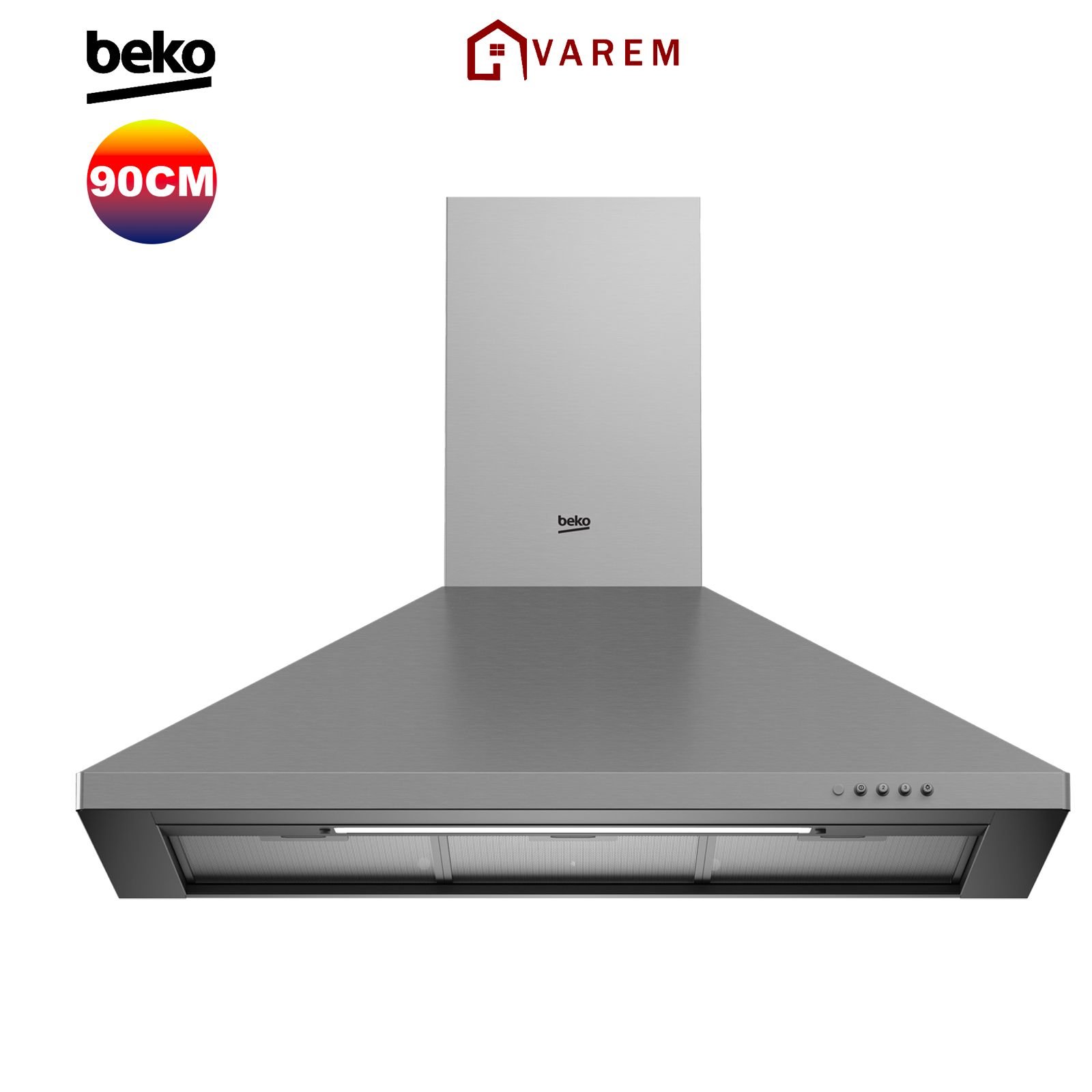 Hotte BEKO pyramide décorative 90 cm inox CWB9441XNH, design et efficacité.