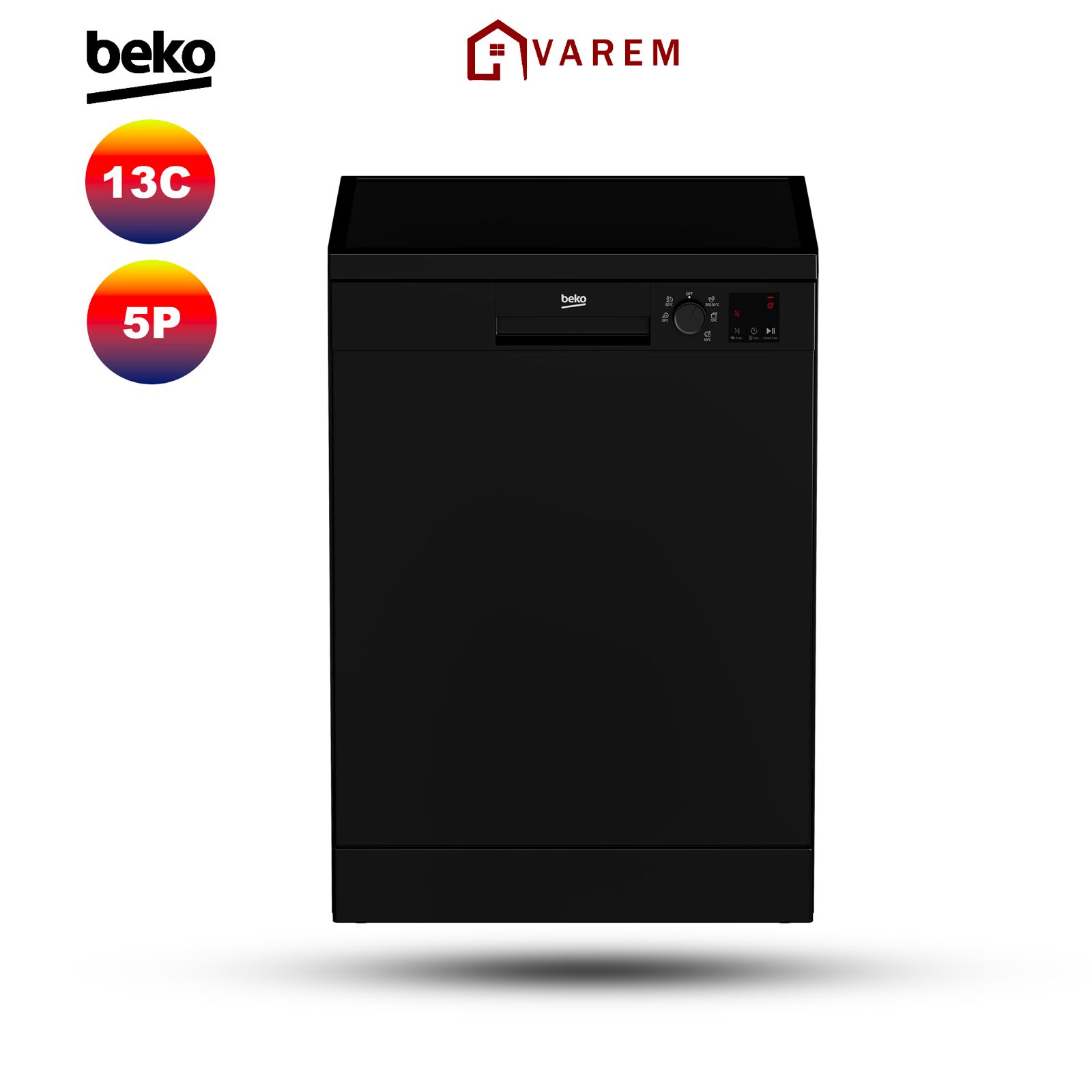 Lave-vaisselle BEKO 13 couverts 5 programmes noir élégant avec design moderne et performant.