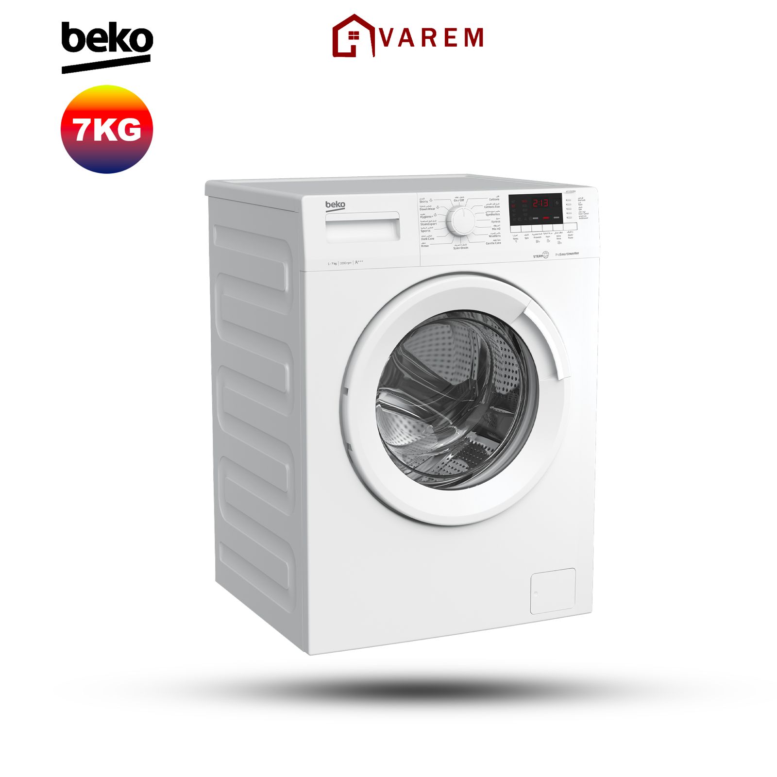 Machine à laver BEKO 7 kg 1000Trs Blanc - WTV7513BW, modèle élégant et performant pour un lavage optimal.