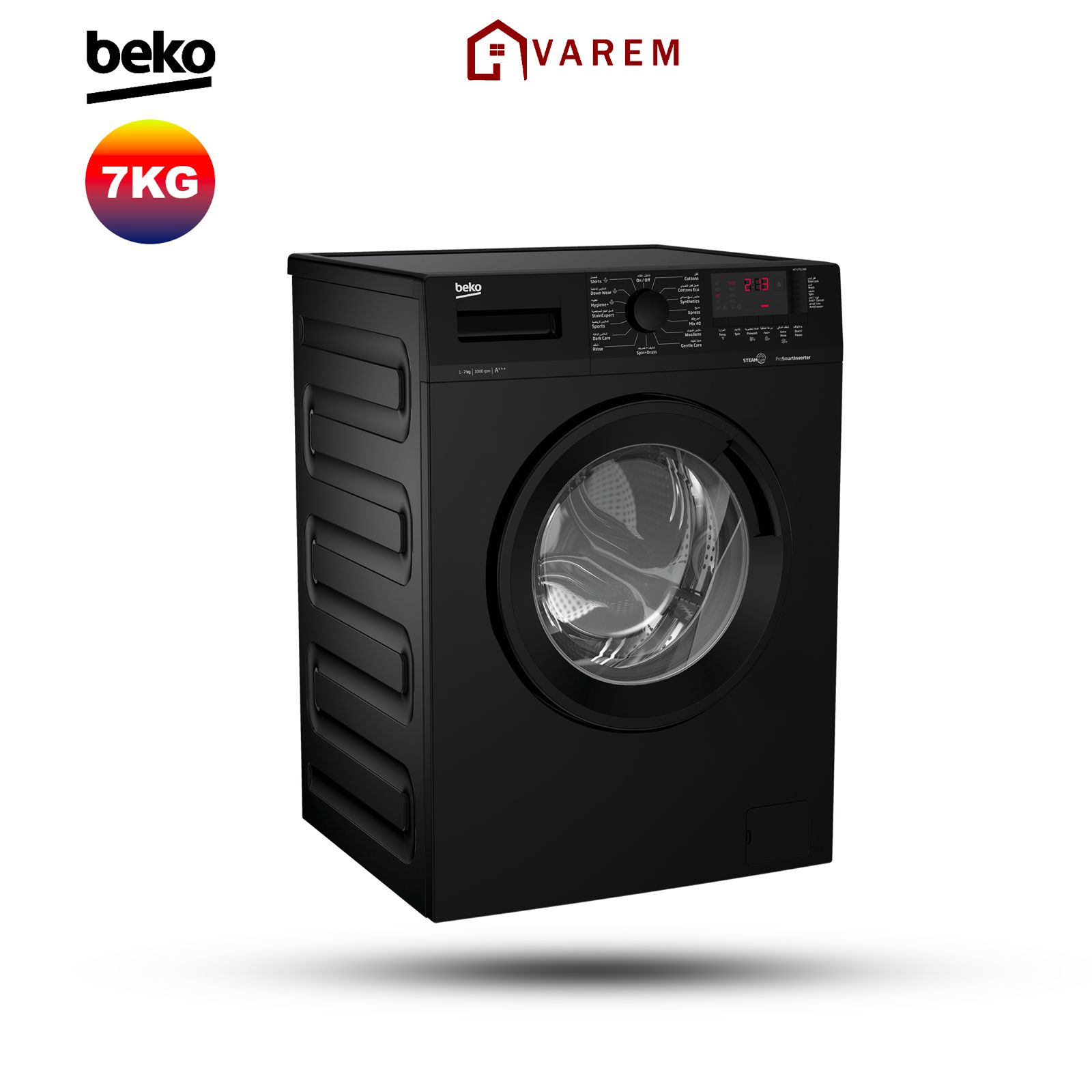 Machine à Laver BEKO 7 KG 1000Trs Black - WTV7513BB, performance et élégance pour un lavage rapide et efficace.