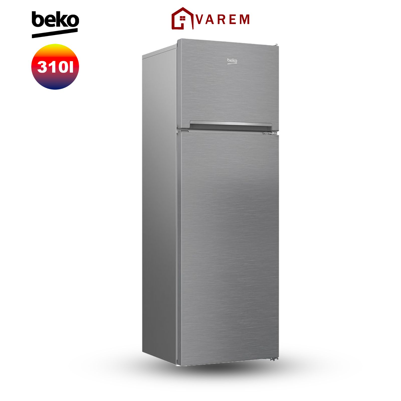 Réfrigérateur Beko 310L 2 portes Silver - RDSA43SX avec grande capacité, design moderne et efficacité énergétique.