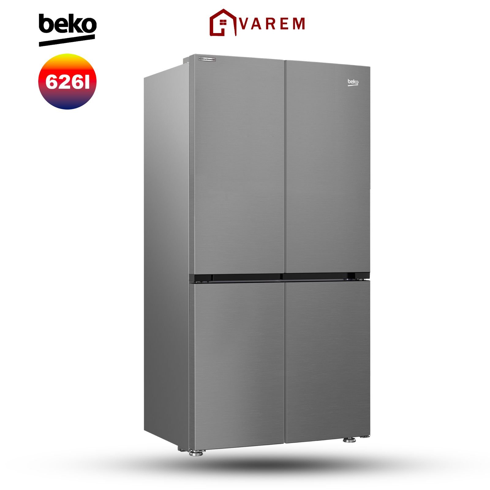 Réfrigérateur à quatre portes Beko 626L Inox GN1406223PX, grande capacité, design moderne et technologie No Frost pour les foyers marocains.