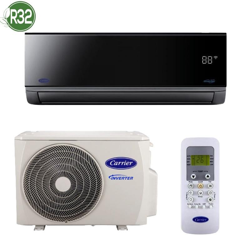 Climatiseur Carrier Inverter Noir MIRROIR R32 disponible chez VAR ELECTRO MAROC. Design moderne, technologie Inverter, fluide écologique R32. Livraison rapide, installation disponible, garantie 3 ans.