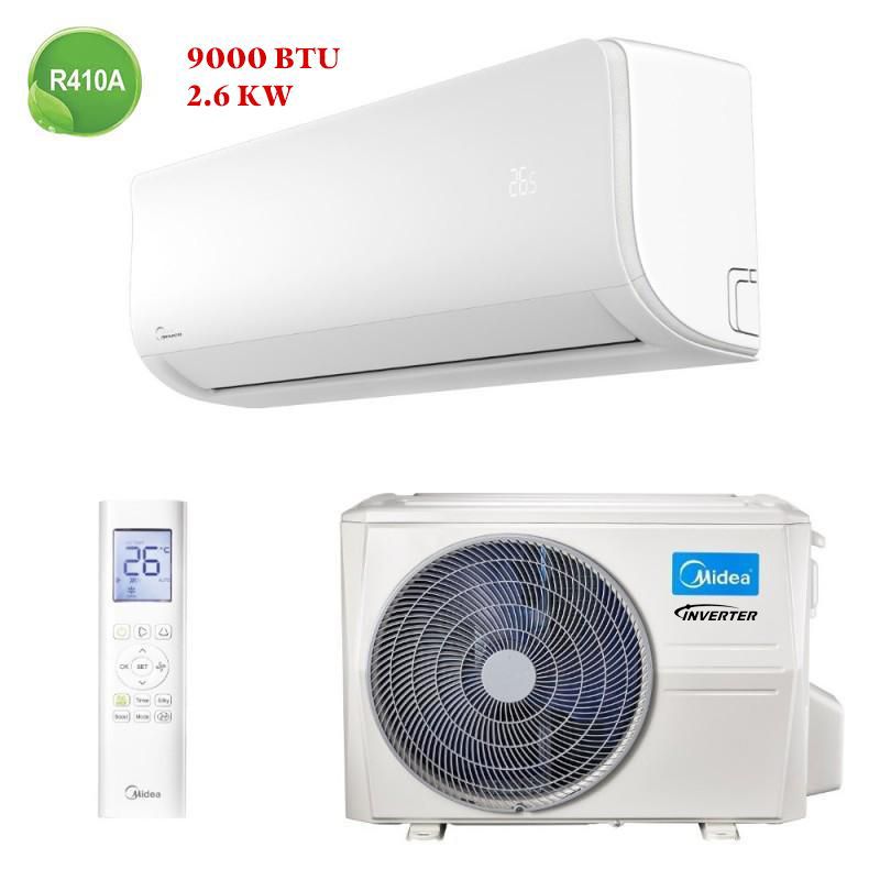 Climatiseur Split mural Midea Inverter blanc au Maroc avec design moderne